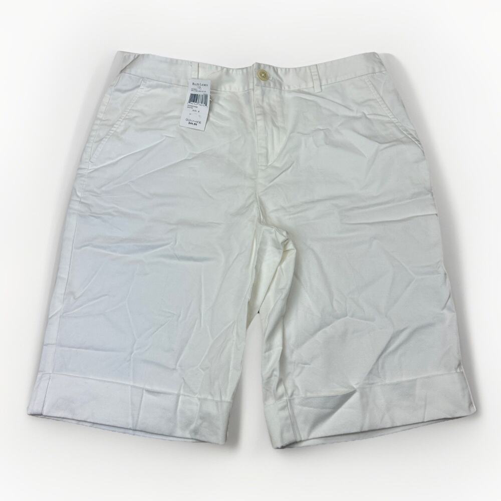Lauren Ralph Lauren Shorts Womens 8 White Stretch Chino NWT Casual Preppy